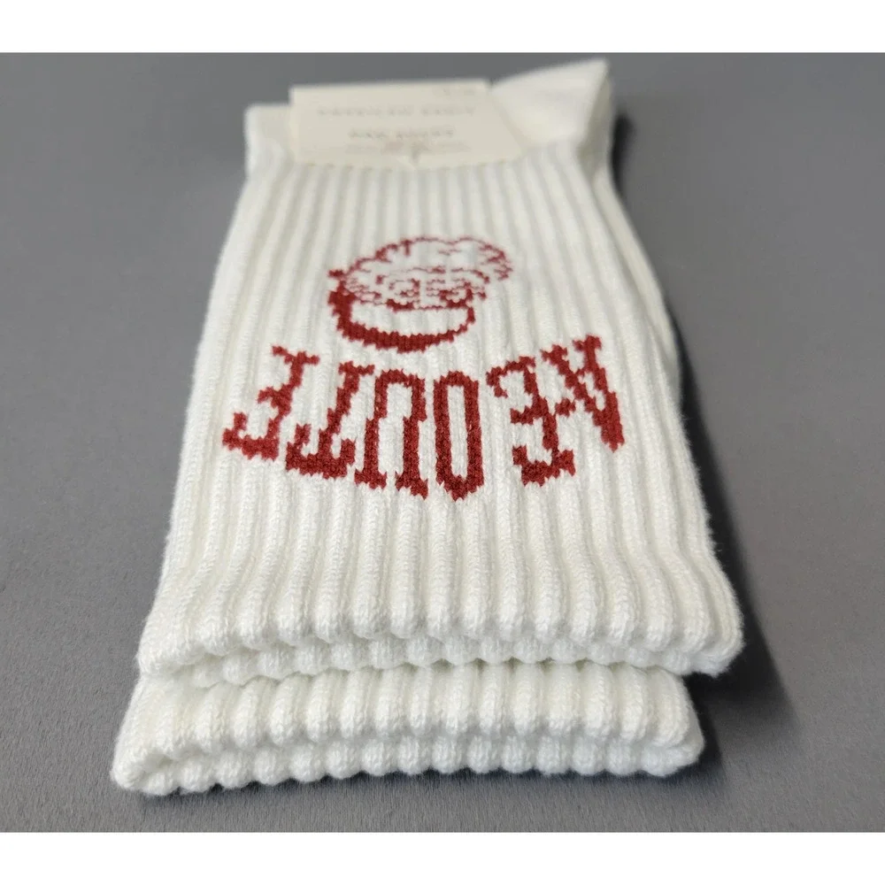 American Eagle Socks Mens One Size White Dad Santa‎ Graphic Crew Ribbed Holiday